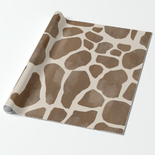 Watercolor Giraffe Animal Print Pattern Wrapping Paper