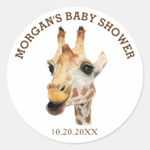 Watercolor Giraffe Baby Shower Favor Tag Stickers