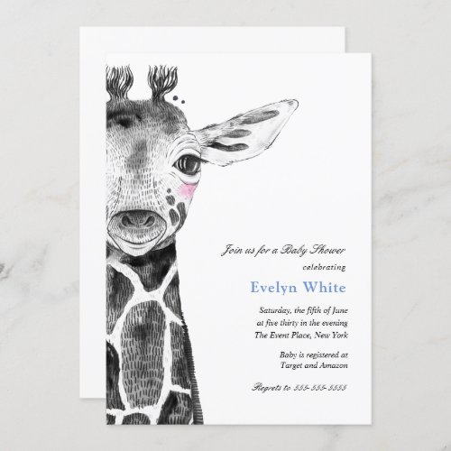 Watercolor Giraffe Baby Shower invitation