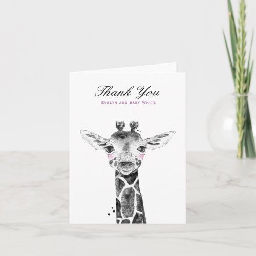 Watercolor Giraffe  Baby Shower Thank You card