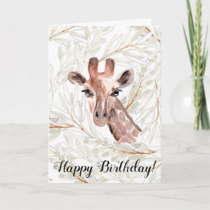 Watercolor Giraffe Birthday Card