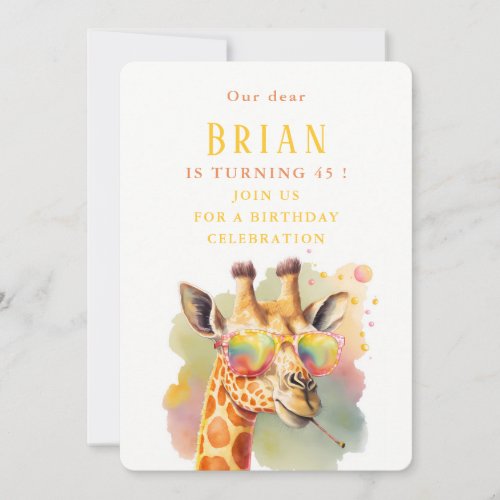 Watercolor Giraffe _ Birthday Invitation Card