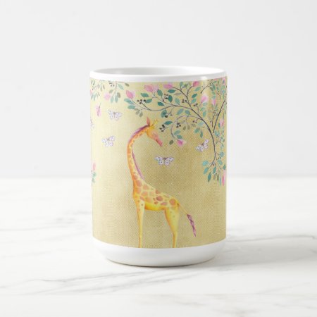 Watercolor Giraffe Butterflies And Blossom Coffee Mug