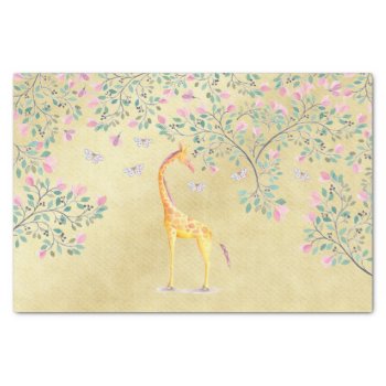 Watercolor Giraffe Butterflies And Blossom Tissue Paper by GiftsGaloreStore at Zazzle