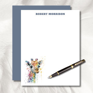 Watercolor Giraffe Elegant Business Stationery 