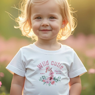 Watercolor Giraffe Garden Girl Birthday Baby T-Shirt