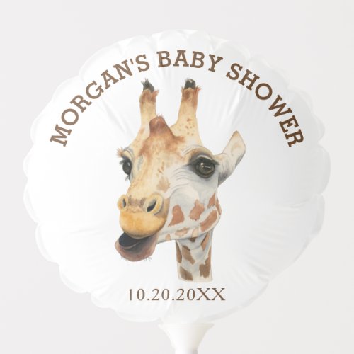 Watercolor Giraffe Gender Neutral Baby Shower Balloon