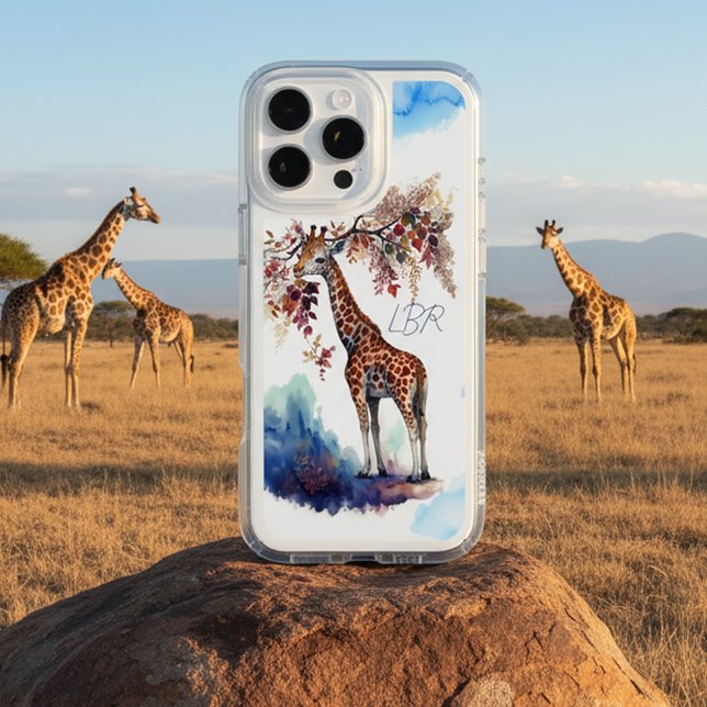 Watercolor Giraffe Monogram Phone Case (Creator Uploaded)