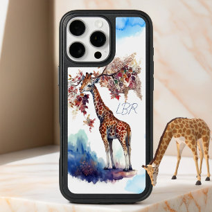 Watercolor Giraffe Monogram Phone Case