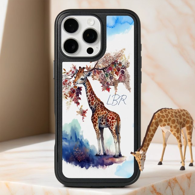 Watercolor Giraffe Monogram Phone Case (Creator Uploaded)
