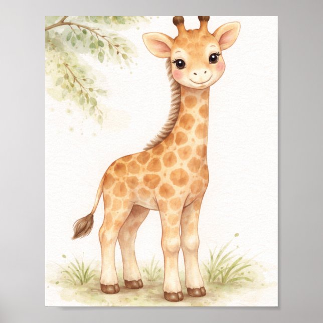 Watercolor Giraffe Nursery Wall Art (Front)