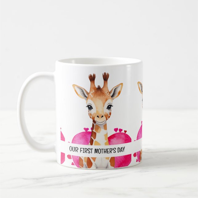 Watercolor Giraffe Personalized 1st Mother's Day Coffee Mug (Left)
