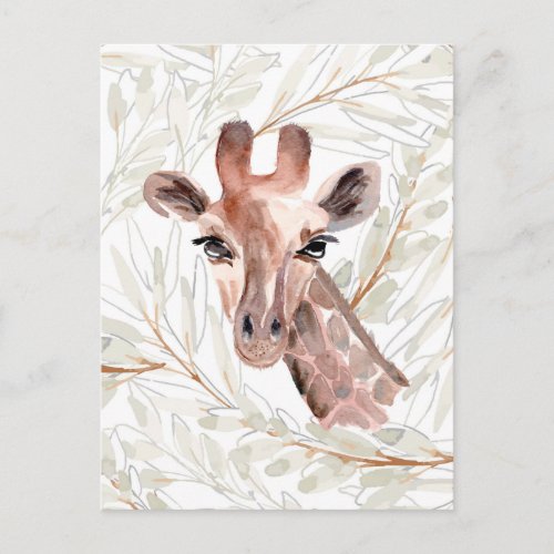 Watercolor Giraffe Postcard