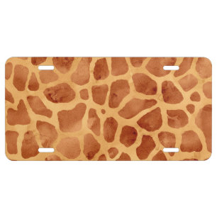 Watercolor Giraffe Print License Plate