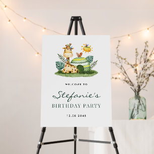 Watercolor Giraffe Safari Birthday Party Welcome Foam Board