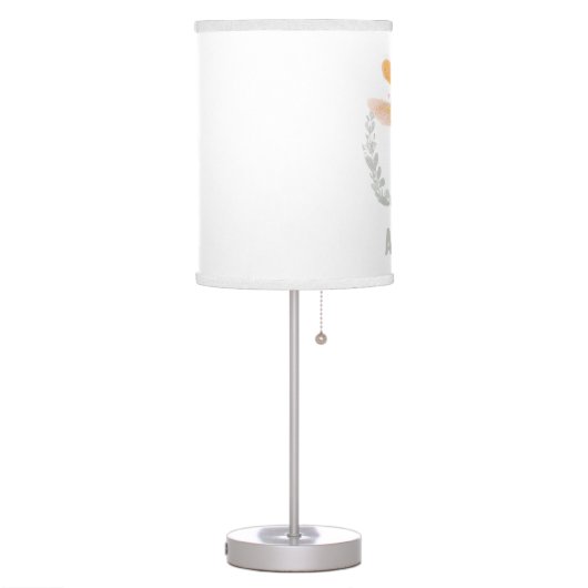 Watercolor Giraffe Safari Zoo Monogram Table Lamp (Left)