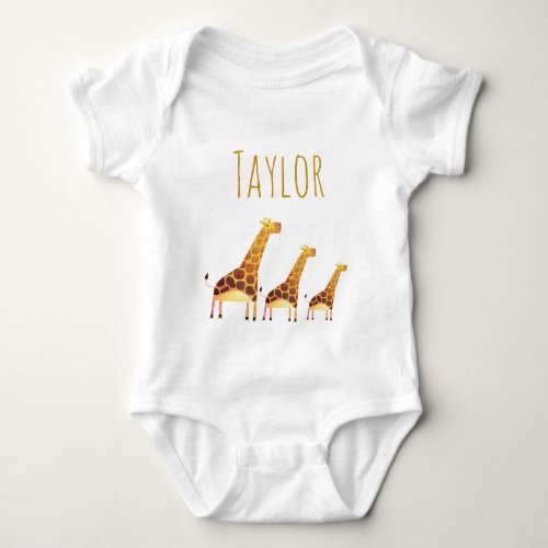 Watercolor Giraffes Baby Bodysuit