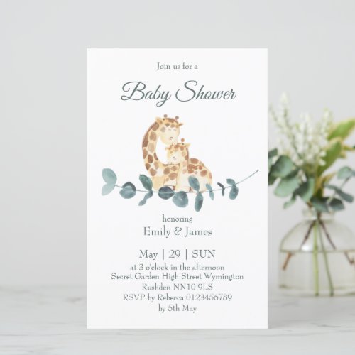 watercolor  giraffes  baby shower invitation