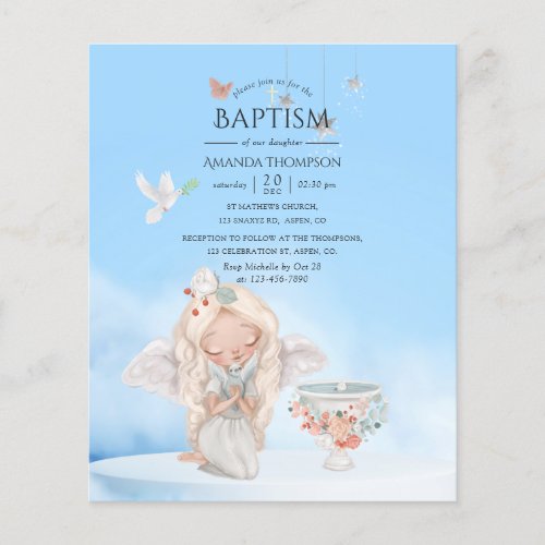 Watercolor Girl Angel Baptism Flyer