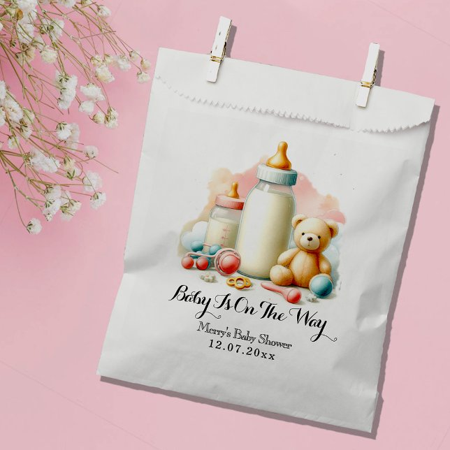 Watercolor girl baby shower favor bag (Creator Uploaded)