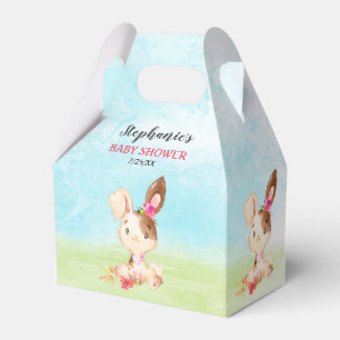Watercolor Girl Bunny Baby Shower Farm Favor Boxes