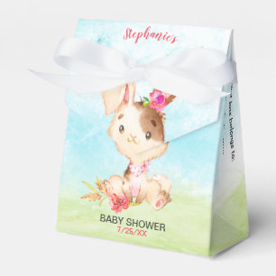 Watercolor Girl Bunny Baby Shower Farm Favor Boxes