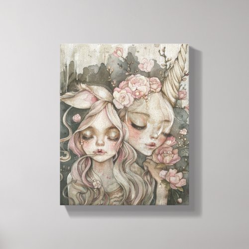 watercolor girl  canvas print