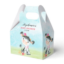 Watercolor Girl Cow Baby Shower Farm Favor Boxes