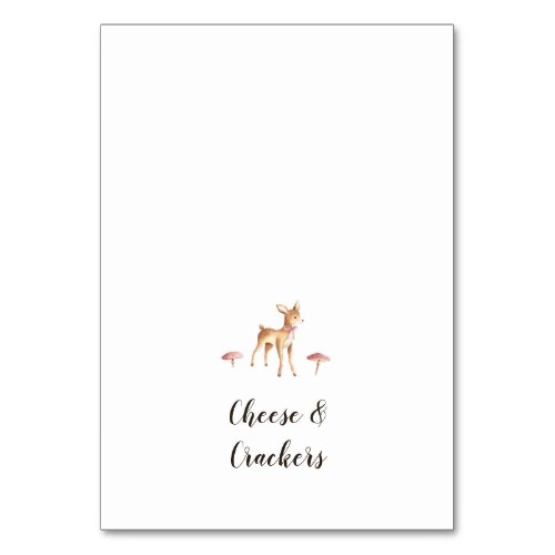Watercolor Girl Deer on White Buffet Food Labels Table Number