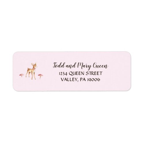 Watercolor Girl Deer Shower Return Address Labels