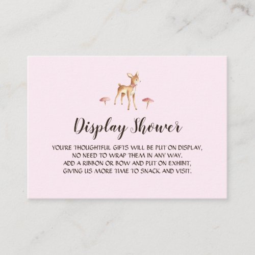 Watercolor Girl Deer with Mushrooms Display Shower Enclosure Card