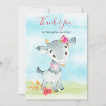 Watercolor Girl Goat Farm Thank You Card