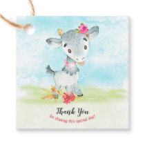 Watercolor Girl Goat Farm Thank You Favor Tags