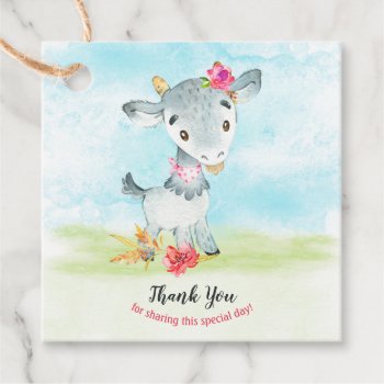 Watercolor Girl Goat Farm Thank You Favor Tags by SpecialOccasionCards at Zazzle