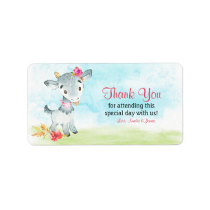 Watercolor Girl Goat Farm Thank You Label