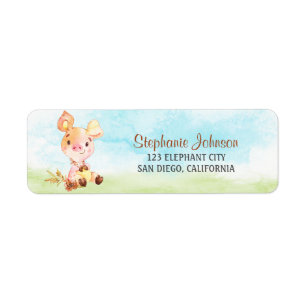 Watercolor Girl Piggy Farm Label