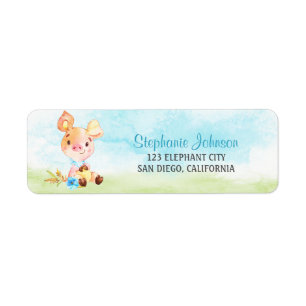 Watercolor Girl Piggy Farm Label