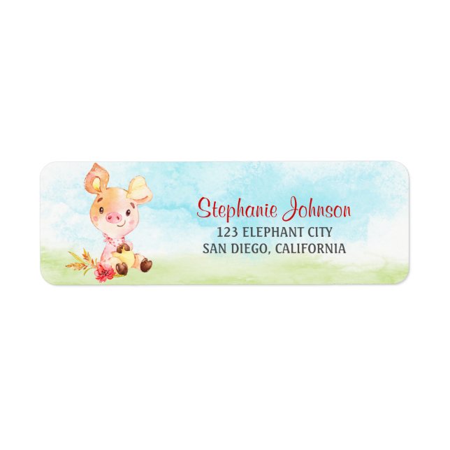 Watercolor Girl Piggy Farm Label (Front)