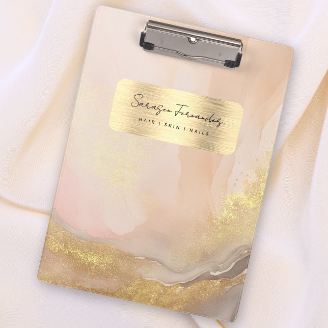 Watercolor Girly Monogram Faux Gold Foil Pink Clipboard (Creator Uploaded)