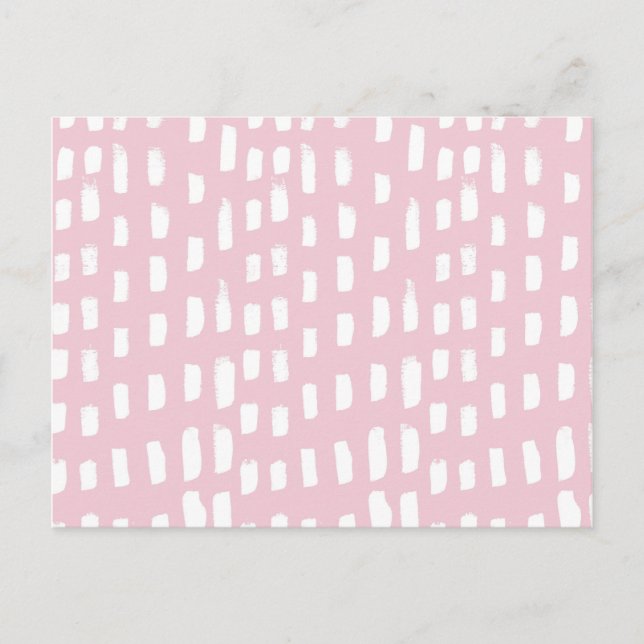 Watercolor girly pink white brushstrokes pattern postcard (Front)