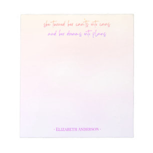 Watercolor Girly Script Dreams into Plans Notepad