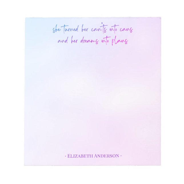 Watercolor Girly Script Dreams into Plans Notepad (Front)