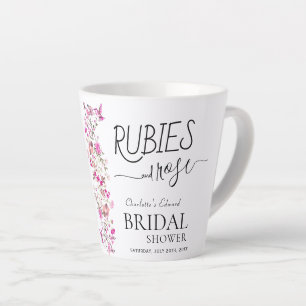 Watercolor Girly Script Ruby Rose Bridal Shower  Latte Mug