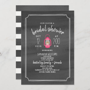 Watercolor Glamping Bridal Shower - Pink Lantern Invitation