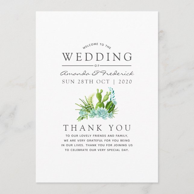 Watercolor Glass Terrarium Succulents Wedding Program (Front)
