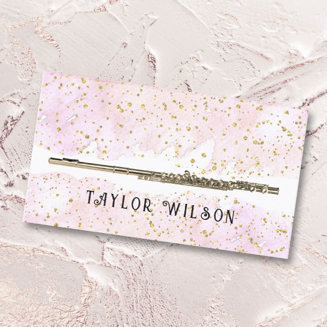watercolor glitter flute teacher business card (Creator Uploaded)