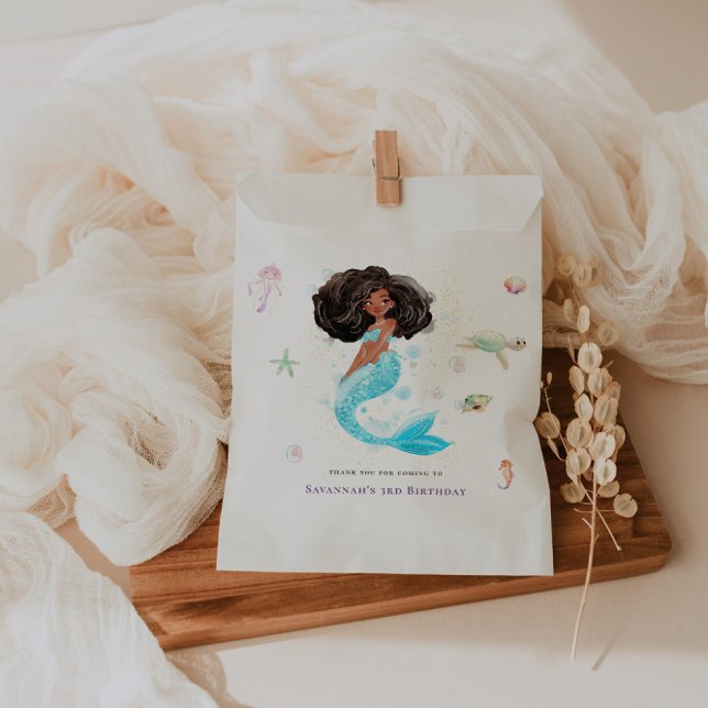 Watercolor Glitter Mermaid Birthday Favor Bag (Creator Uploaded)