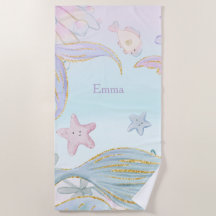 Watercolor Glitter Mermaid Tails Under the Sea