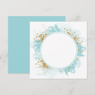 Watercolor Glitter Personalized Note Card 