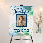 Watercolor Glitter Photo Bar Mitzvah Welcome Sign<br><div class="desc">Our Bar Mitzvah Photo Welcome Sign/Poster with Abstract watercolor, , and gold glitter is an elegant way to dress up the room at your Bar Mitzvah celebration. This is a modern, festive design that makes a beautiful impression. Inquiries or special requests for additional coordinated items: message us or email: bestdressedbread@gmail.com...</div>